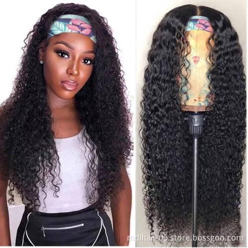 10A Free Shipping Cheap Human Hair Raw Mink Kinky Curly Headband Wig Human Hair Brazilian Hair Wigs
